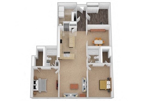 Floor plan for 2 beds, 2 baths, 1548 sqft